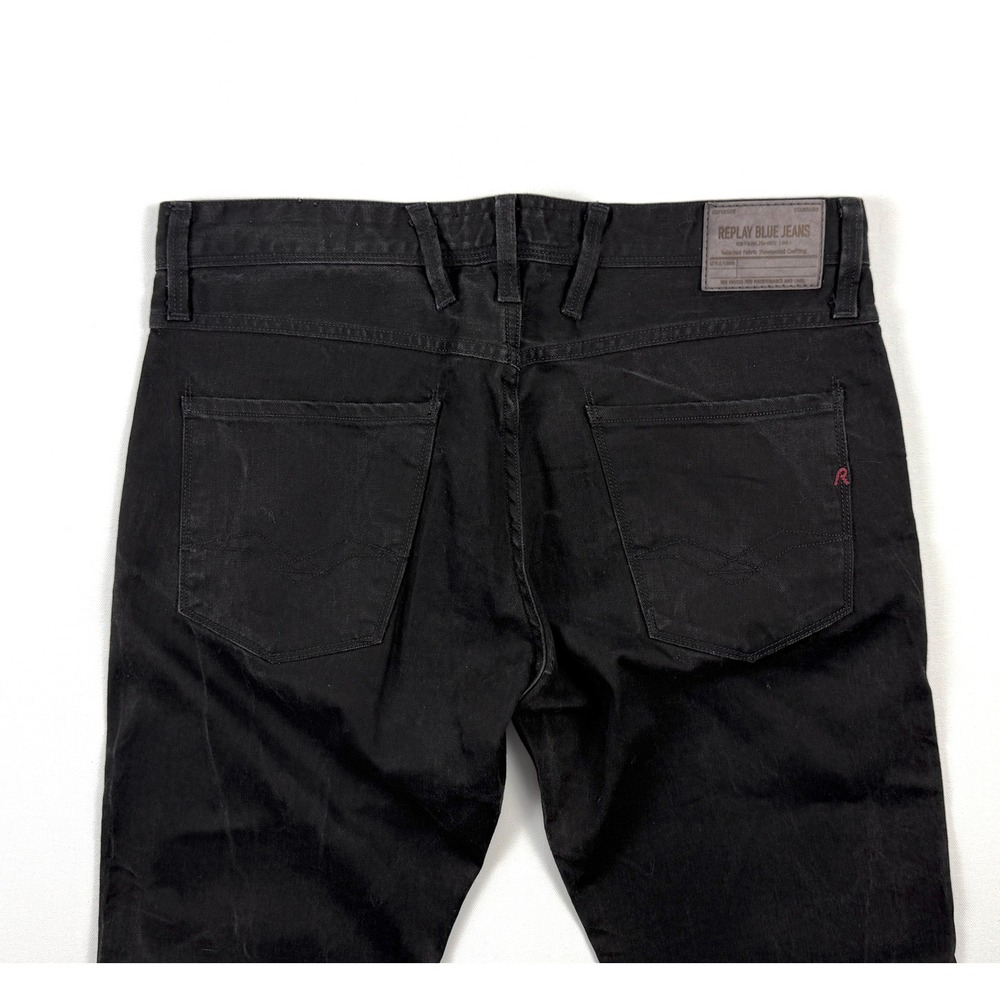 Replay Anbass Mens Jeans 34 (Actual 34x30) Black Slim Tapered Fit Denim #1915 - Picture 7 of 10